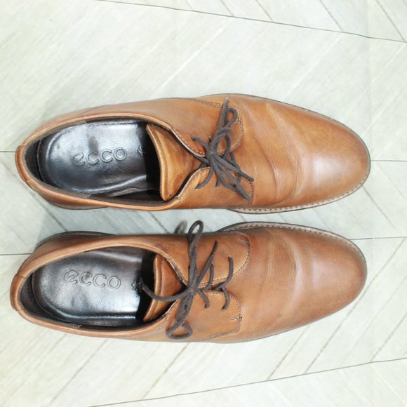 ECCO Brown Leather Comfortable Lace Up Dress Oxford Shoes Size 46 US 12.5 - Picture 7 of 9